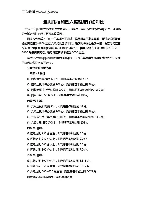 雅思托福和四六级难度详细对比