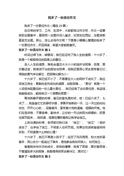 我多了一份责任作文（精选20篇）