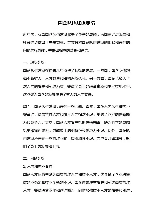 国企队伍建设总结