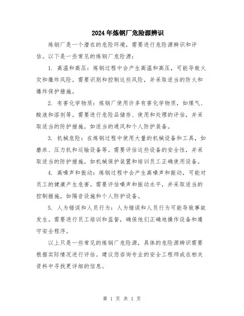 2024年炼钢厂危险源辨识