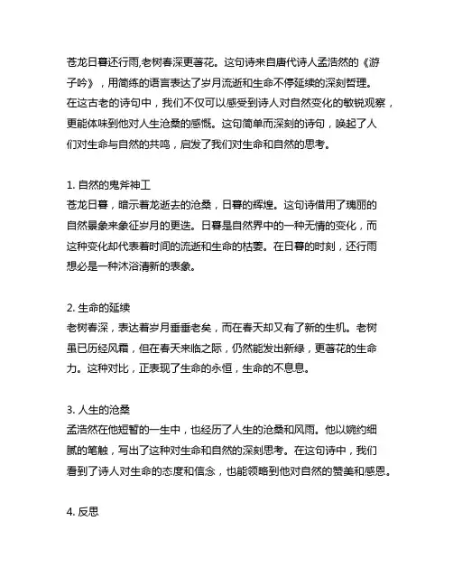 苍龙日暮还行雨,老树春深更著花意思