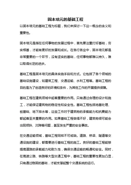 固本培元的基础工程