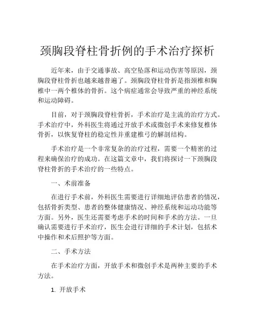 颈胸段脊柱骨折例的手术治疗探析