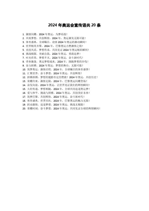 2024年奥运会宣传语