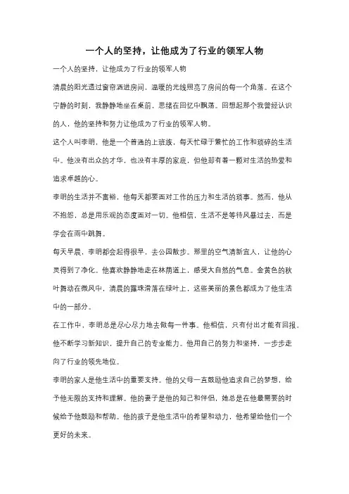 一个人的坚持,让他成为了行业的领军人物