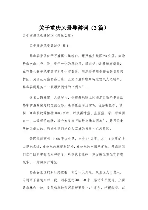 关于重庆风景导游词(3篇)