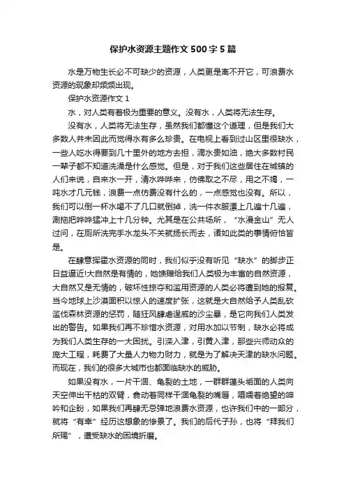 保护水资源主题作文500字5篇