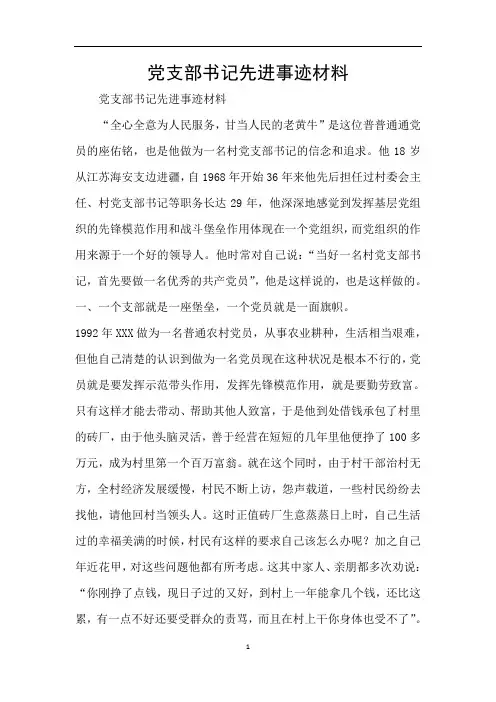 党支部书记先进事迹材料