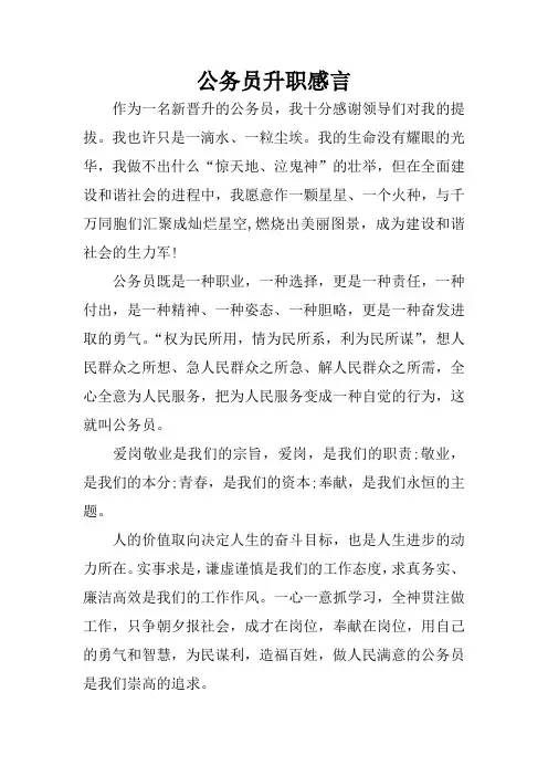 公务员升职感言