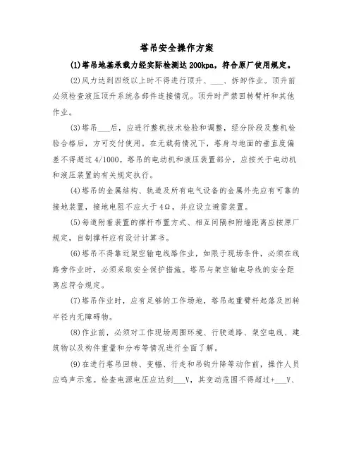 塔吊安全操作方案（二篇）