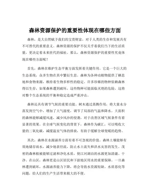 森林资源保护的重要性体现在哪些方面