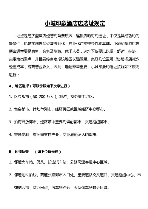 小城印象酒店的选址