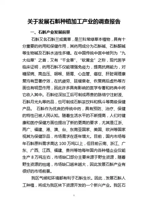 石斛种植调查报告