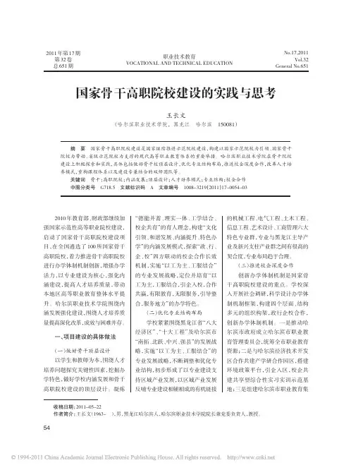 国家骨干高职院校建设的实践与思考