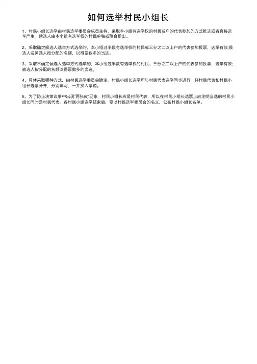 如何选举村民小组长