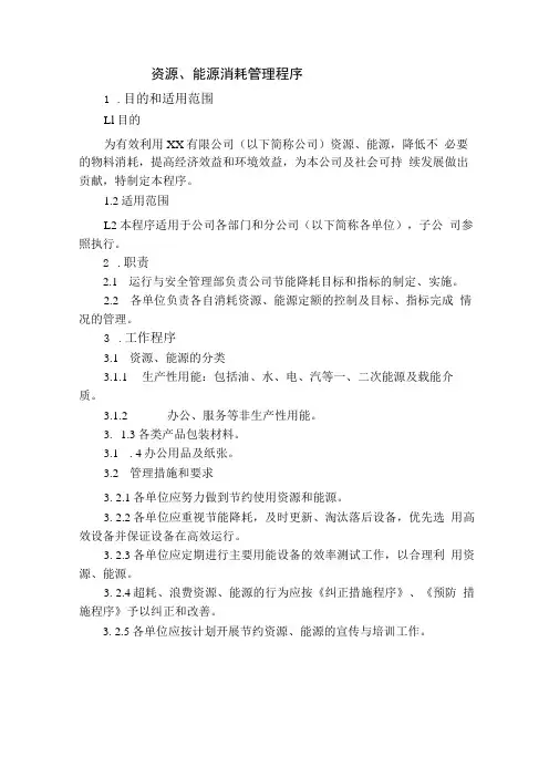 资源能源消耗管理程序