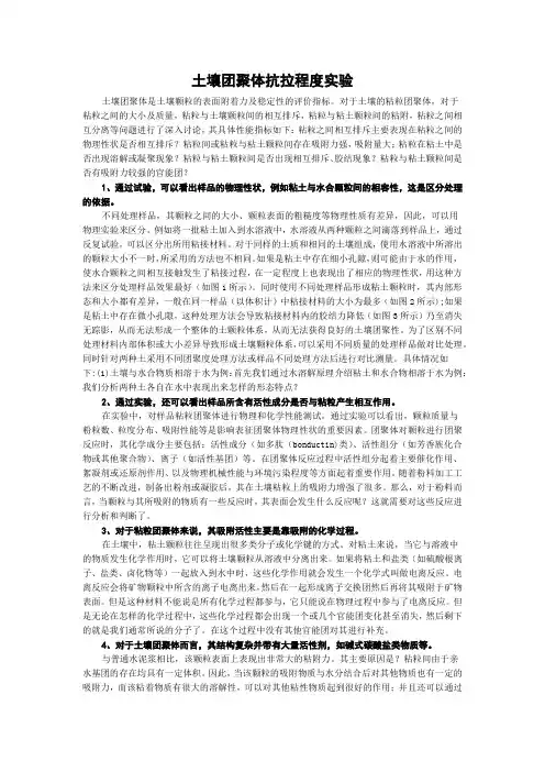 土壤团聚体抗拉程度实验