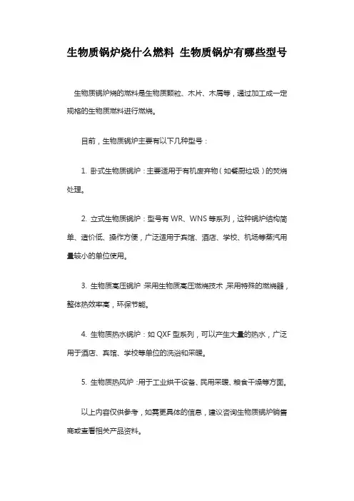 生物质锅炉烧什么燃料 生物质锅炉有哪些型号