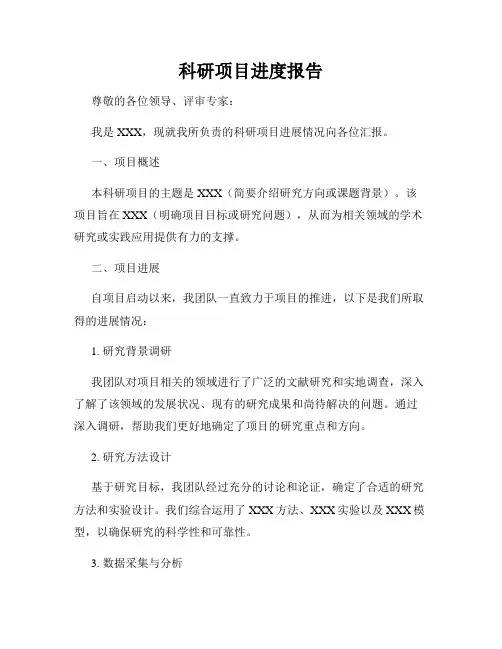 科研项目进度报告