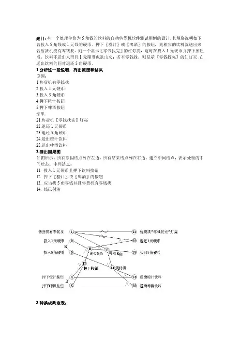 测试用例(自动售货机)
