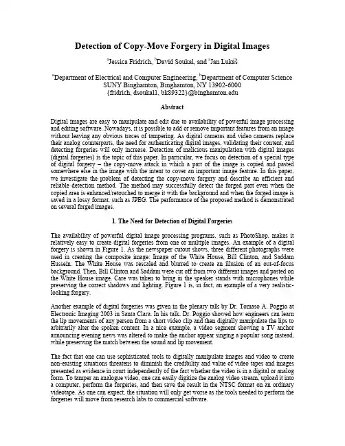 Detection of Copy-Move Forgery inDigital Images