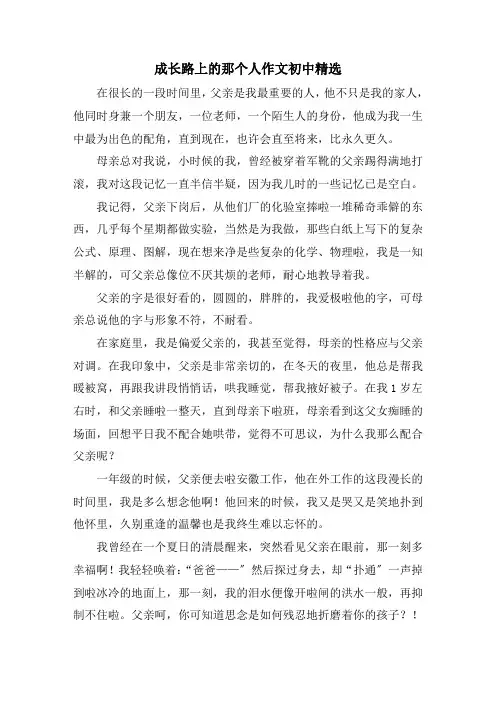 成长路上的那个人作文初中精选