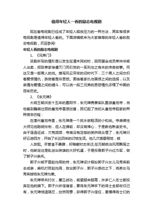 值得年轻人一看的励志电视剧