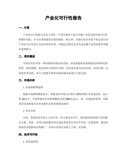 产业化可行性报告