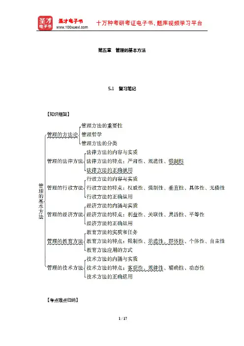 周三多《管理学——原理与方法》(第7版)笔记和习题(管理的基本方法)【圣才出品】