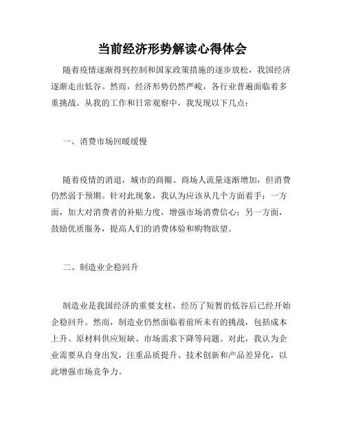 当前经济形势解读心得体会