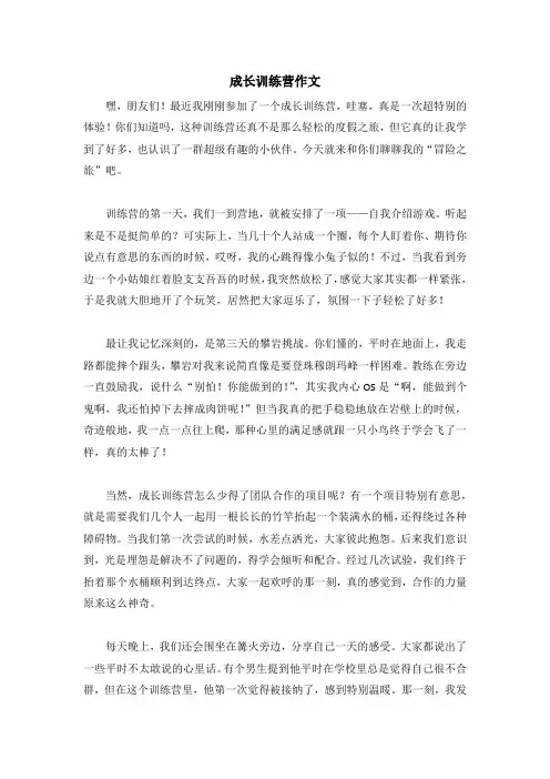 成长训练营作文