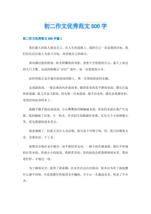 初二作文优秀范文800字