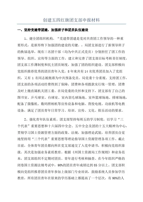 创建五四红旗团支部申报材料