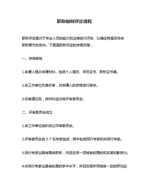 职称如何评定流程