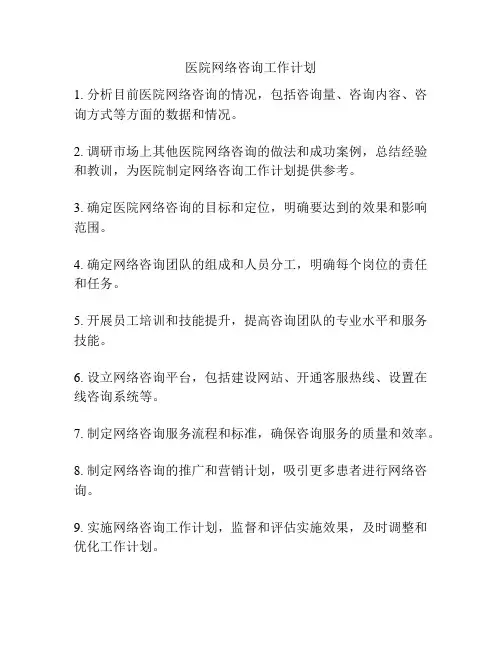 医院网络咨询工作计划