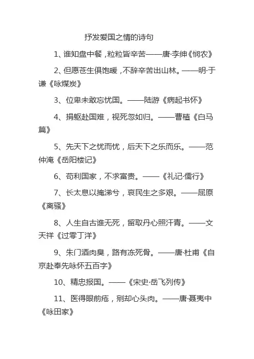 抒发爱国之情的诗句