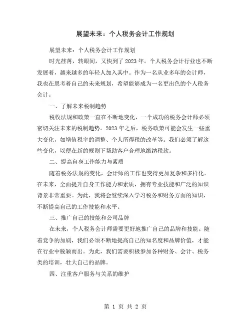 展望未来：个人税务会计工作规划