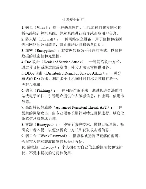 网络安全词汇