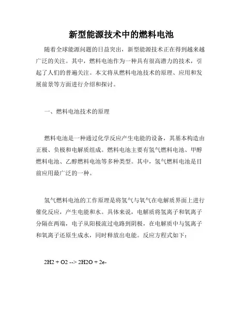 新型能源技术中的燃料电池