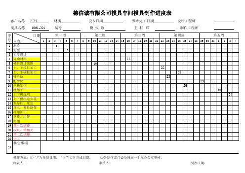 模具进度表