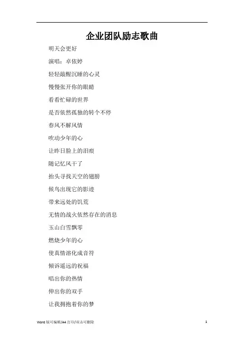 企业团队励志歌曲(精编版)