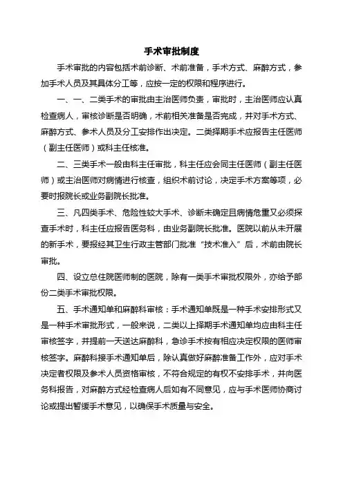 医院手术审批制度
