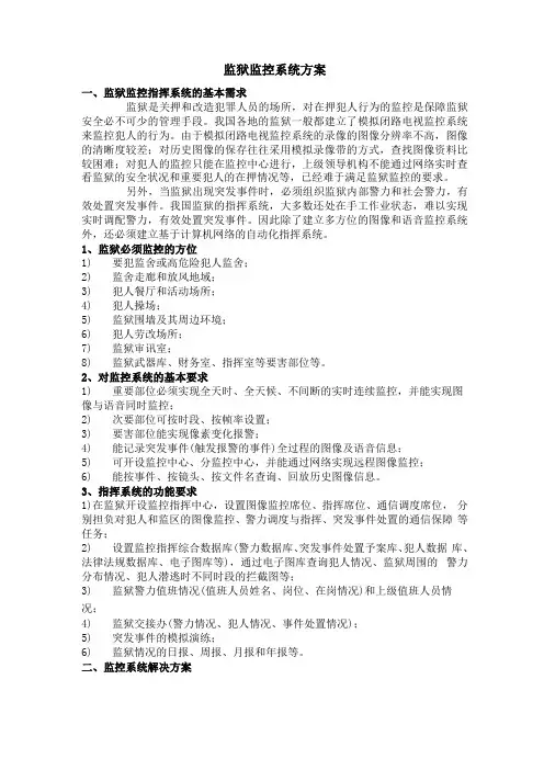 监狱监控系统方案