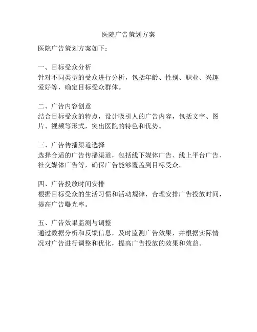 医院广告策划方案