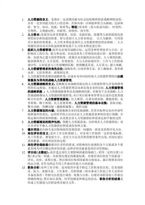 人力资源管理基本知识点