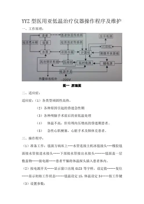 YYZ型医用亚低温治疗仪器操作程序及维护