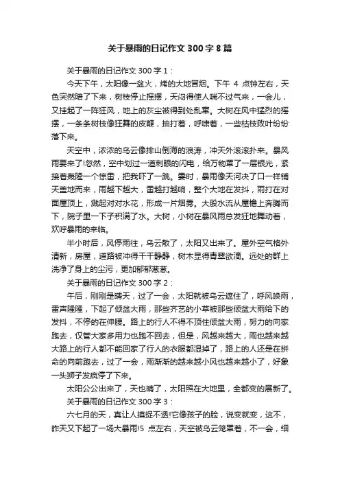 关于暴雨的日记作文300字8篇
