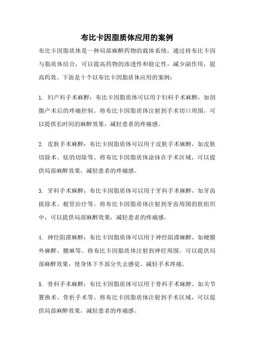 布比卡因脂质体应用的案例