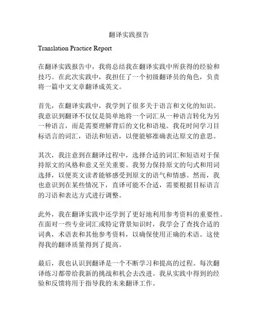 翻译实践报告