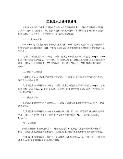 工业废水达标排放标准